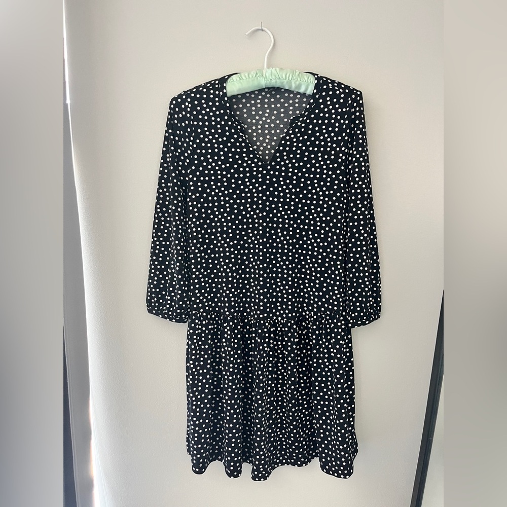 Banana Republic Elegant Black and White Polka Dot Dress